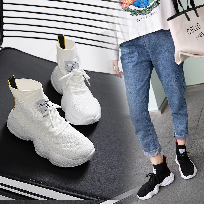 Женские сетчатые кроссовки дышащая повседневная обувь на среднем каблуке