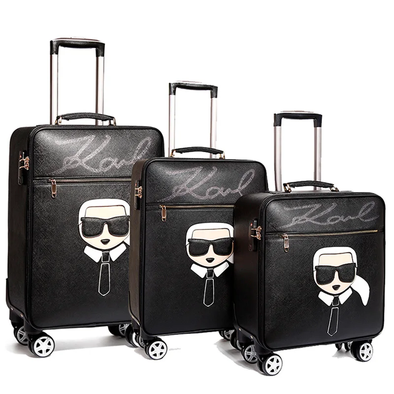 

Women 's Man's Travel Luggage Suitcase bag set Waterproof PU leather Box with Wheel 16"20"24" inch Rolling Trolley Business case