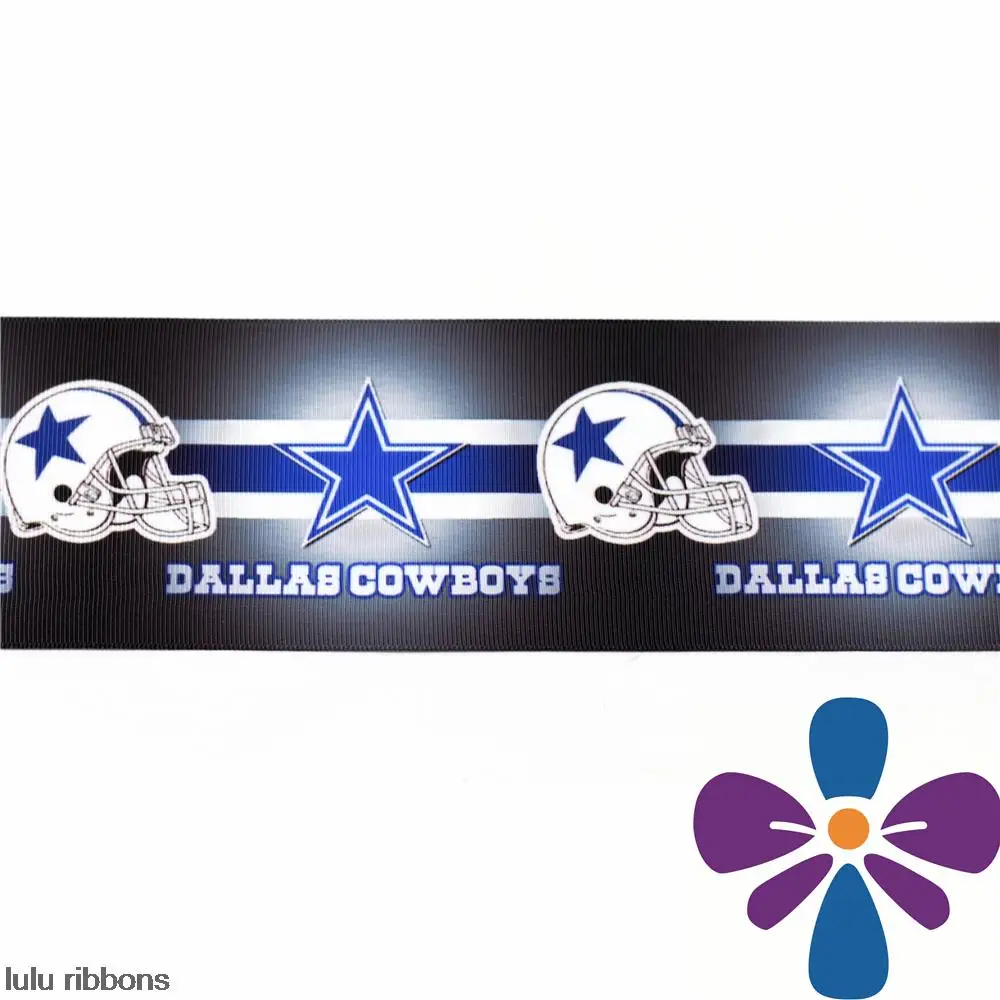 50 yards 7/8 " 22 mm Dallas cowboys sport team logo print grosgrain ribbon 