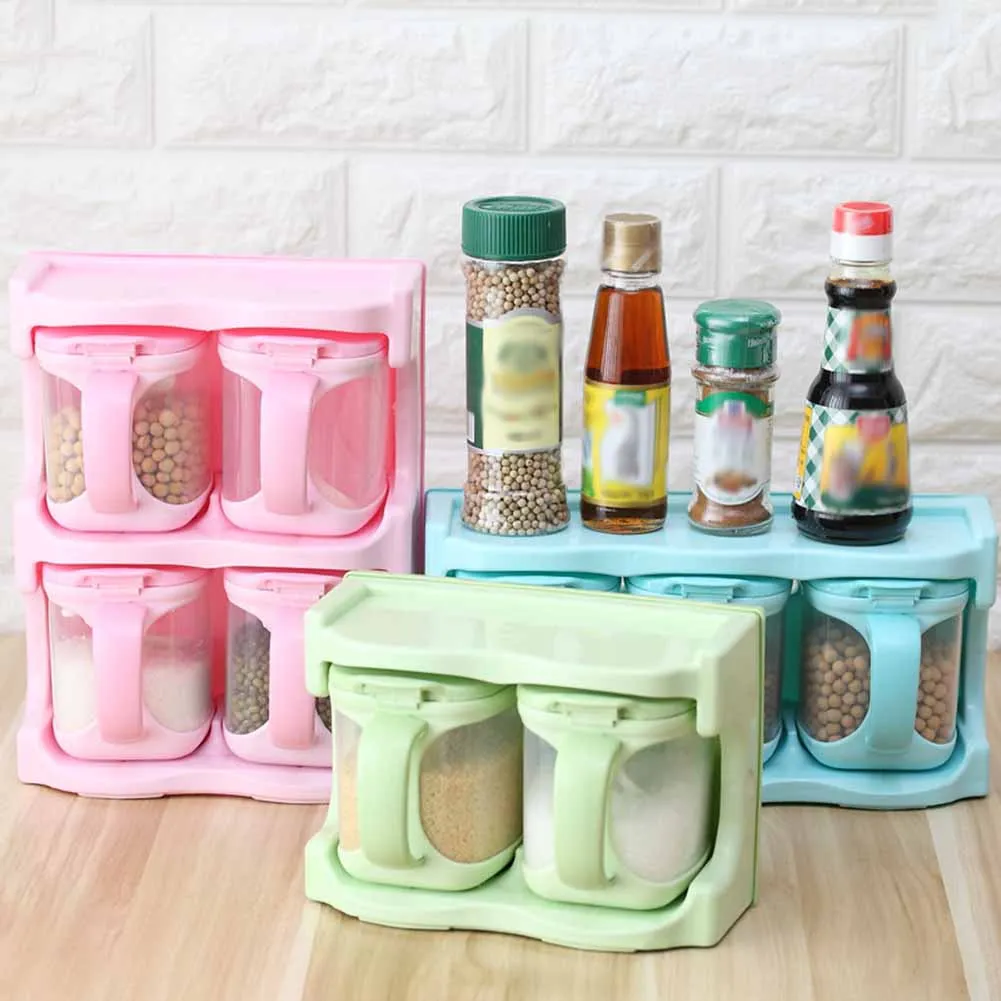 

Multifunctional Lovely Seasoning Box Storage Containers Condiment Plastic Spice Jars Dispenser For Salt Sugar Cruet Hogard AU06