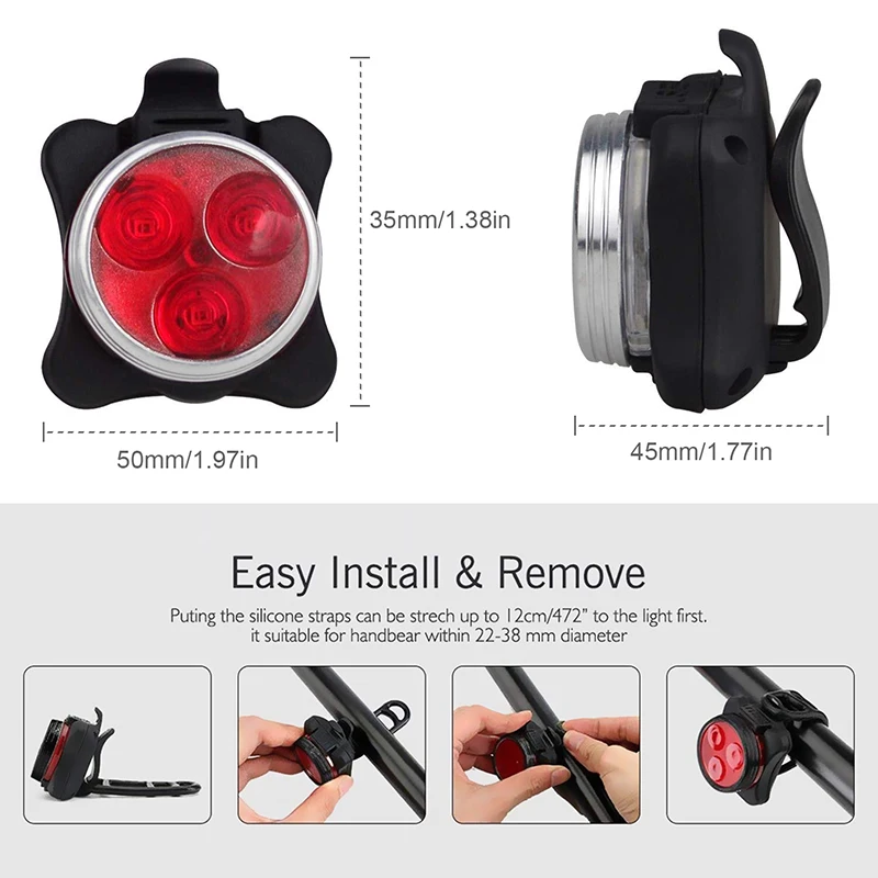 Best USB charging Bicycle Lights Waterproof Cycling White Front Light Red Rear Light Perfect for Mountain Helmet Head Lamp led bike 3