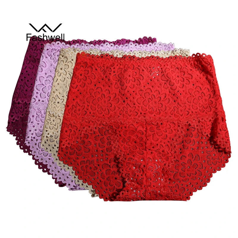 Fashion High Quality Sexy Cotton Briefs Women Panties Transparent Underwear Women Lace Women High Waist Panties 4 pieces/lot