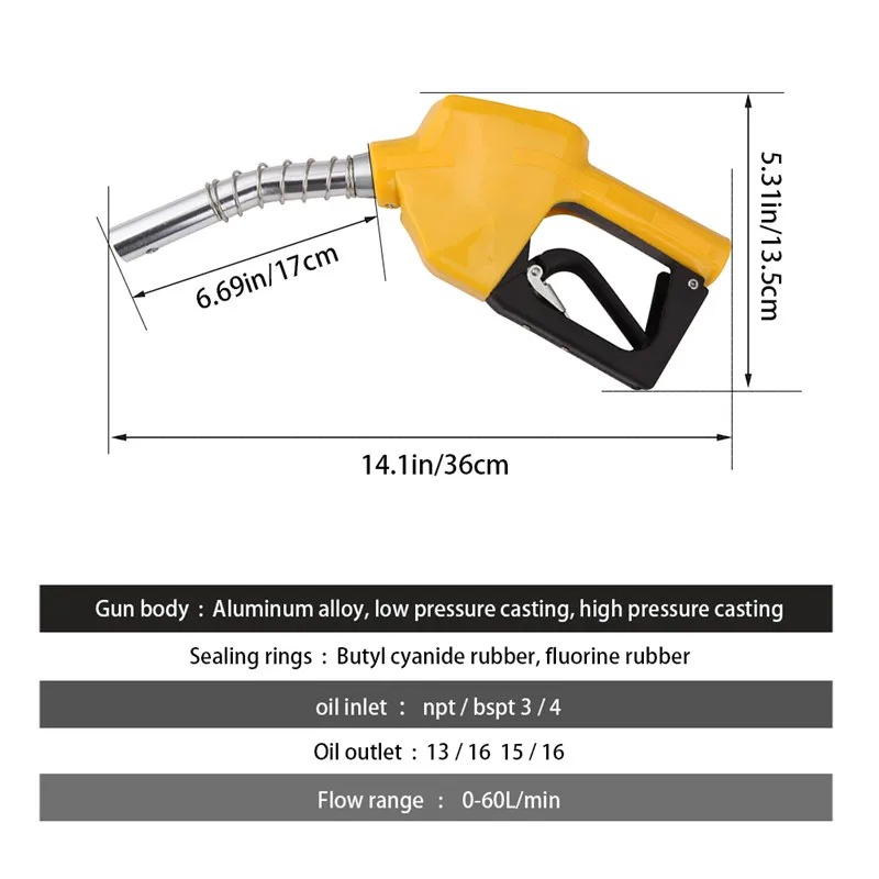 Oil Gun Flow Meter Indicator Nozzle Fuel Gasoline Petrol Diesel Oil Water Refueling Gun Fuel Gauge Injection Tool Auto Shut-off  (3)