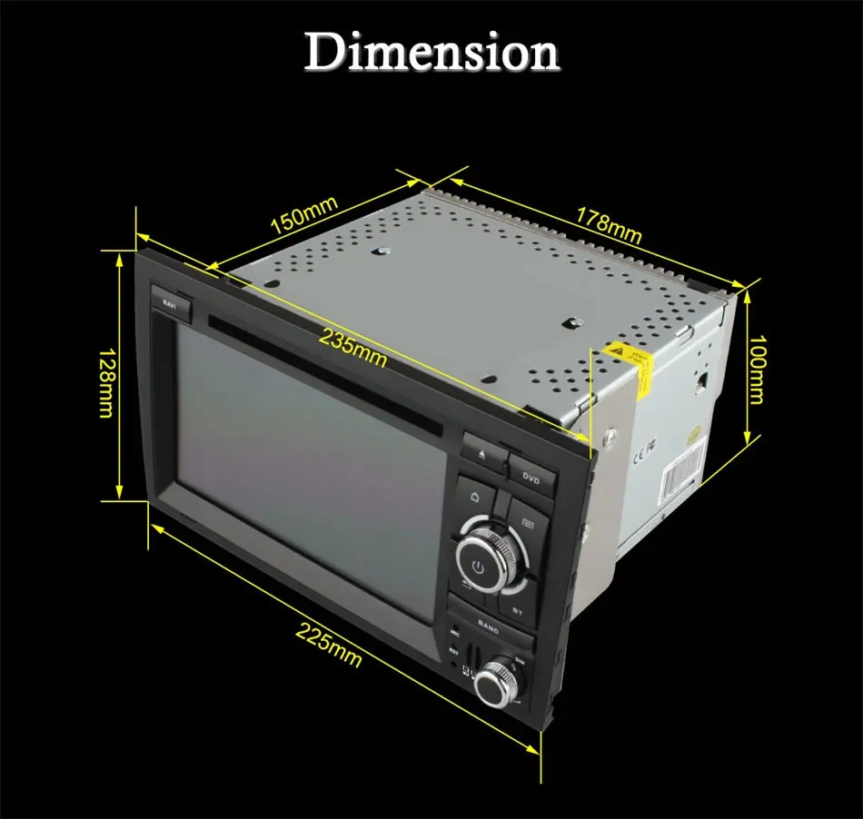 Sale vehicel 2 din Android 6.0 Octa 8 Core car dvd player FOR Audi A4 2002-2008 gps navigation wifi 4G Bluetooth DVR RDS USB 12