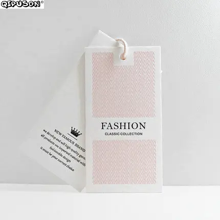 

PK025 Customized print clothing tag brand name logo printed paper swing hang tag/OEM tags labels/ paper price labels tags
