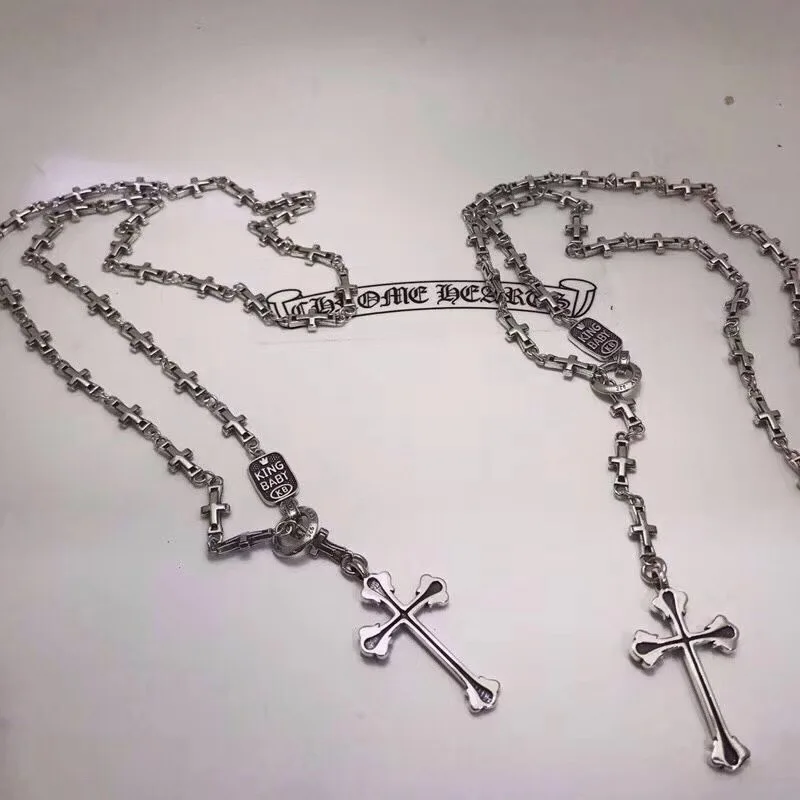 

S925 pure silver Personality Fashion Cross Sterling Silver Stereo Necklace