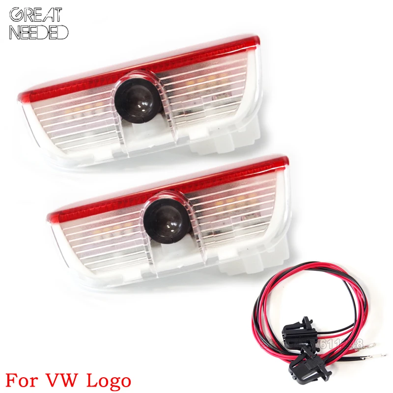 2X Car LED Door Warning Light Logo Projector For VW Golf 5 6 7