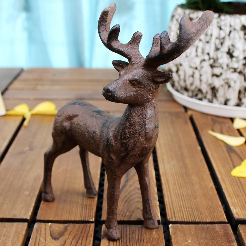 2 Cast Iron Deer Figural Sculpture Statue Vintage Ornament Animal Home Garden Accent Cottage House Farm Decor Metal Craft Brown 2 Cast Iron Deer Figural Sculpture Statue Vintage Ornament Animal Home Garden Accent Cottage House Farm Decor Metal Craft Brown