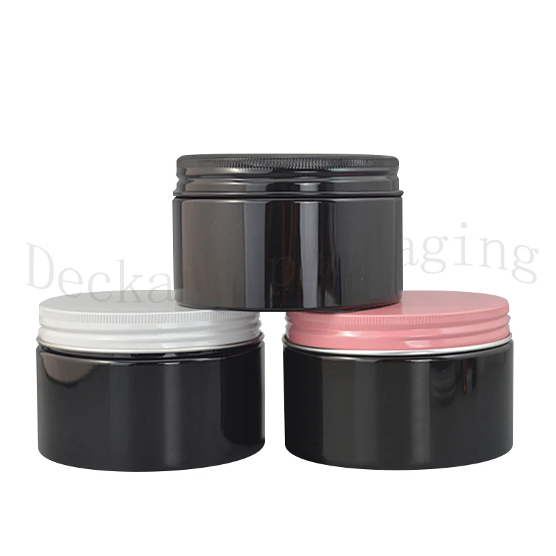 

20pcs 300g Travel Empty Black Face Cream Cosmetic Jar PET Conatiner Screw Cap Container Cosmetics liquid candle jar packaging