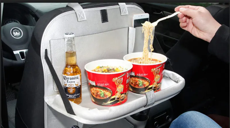 Car Auto Seat Back Multi-Pocket Storage Bag Organizer Food Table Pallet Holder with Multi-function Foldable Car Folding Holder