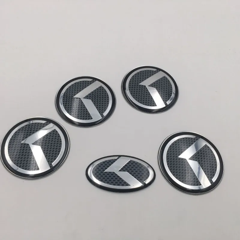 K Logo 7pcs/set Car Front Rear Steeing Badge Car Wheel Center Hub Cap Cover Emblem For KIA OPTIMA K2/K3/K4/K5 Venga