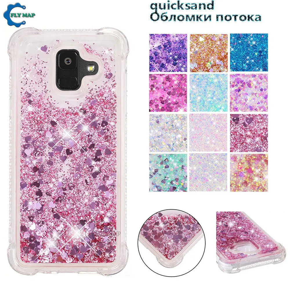 Glitter Stars Phone Case for Samsung Galaxy A6 2018 SM A600 A600FN A600FN/DS Quicksand Cover Coque SM-A600FN SM-A600FN/DS A 6 6a |