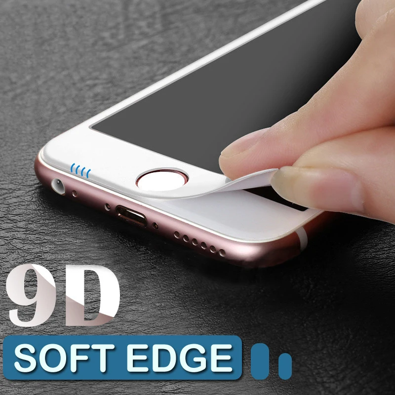 Новинка 9D полное покрытие мягкий край закаленное стекло для iPhone 7 8 6 6s Plus Защитная