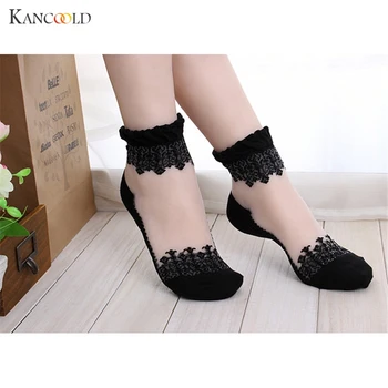 

2017 Hot Fashion Candy Color Ultrathin Transparent Beautiful Crystal Lace Elastic Short Women Socks Pink Sock for Women De272