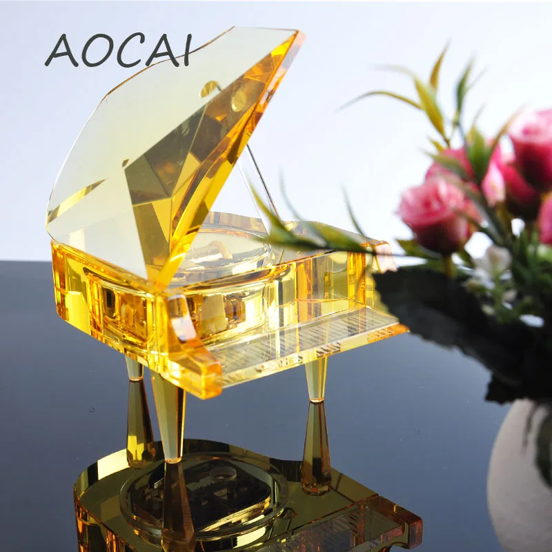Fashion Crystal Piano Music Box Luxury Botique Music Nox Wedding