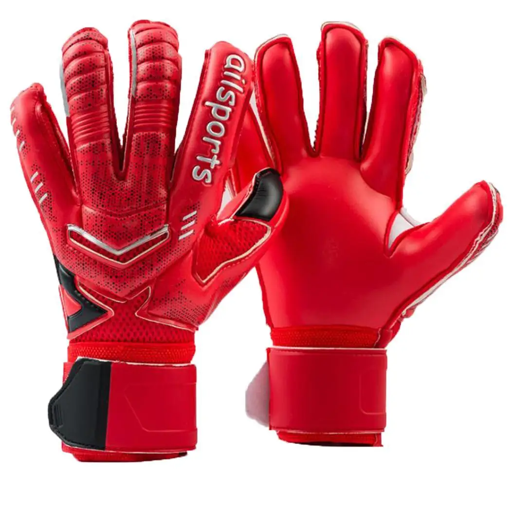 Футбольные Вратарские Нескользящие перчатки для спорта на открытом воздухе толстые латексные Лоскутные перчатки синий, красный - Цвет: red 5