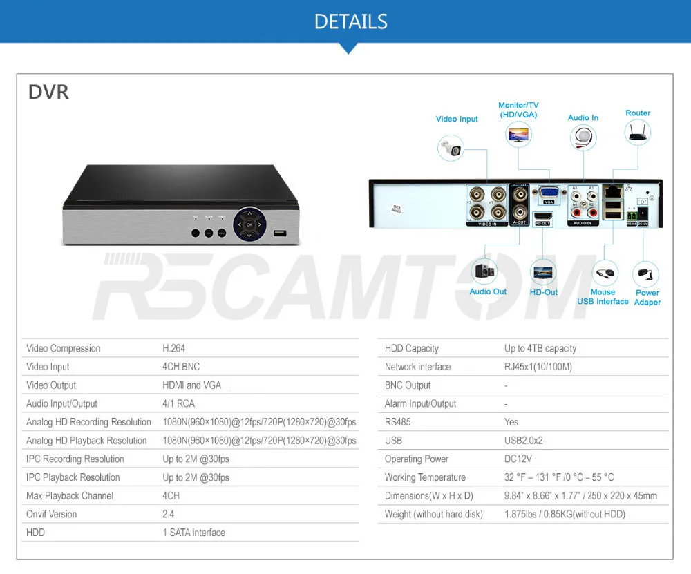 4CH 1080P AHD Kit CCTV Camera System DVR Home Security Video Monitor Indoor Outdoor Cameras 2.0MP Surveillance IR Night Vision (16)