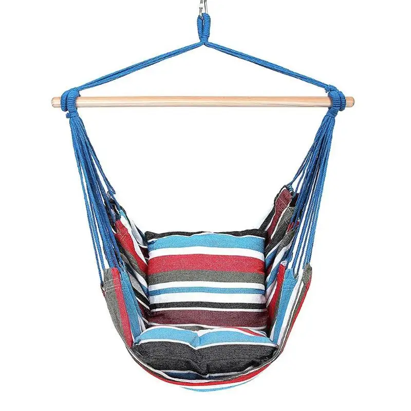 Садовый гамак, подвесное веревочное кресло, кресло-качалка с 2 подушками для использования в саду, спортивное, домашнее, туристическое, Походное кресло-качалка, переносное