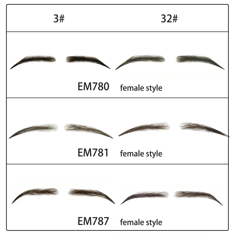 

Neitsi One Pair Women Girls False Eyebrows 100% Handknoted Human Hair Handmade Fake Eyebrows