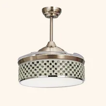 Led concealed ceiling fan lamp crystal remote control hidden ceiling fan lamp stylish living room restaurant fan Pendant