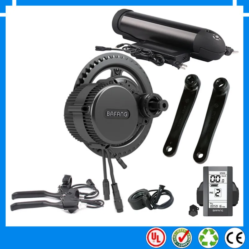 

EU US No taxes BBS02 Bafang 48V 500W mid drive electric motor kit with 48V 10.4Ah Li-ion Water bottle ebike battery +charger
