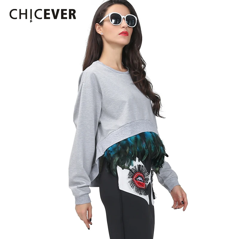 [CHICEVER] 2017 Spring Women Detachable Feather Oversized