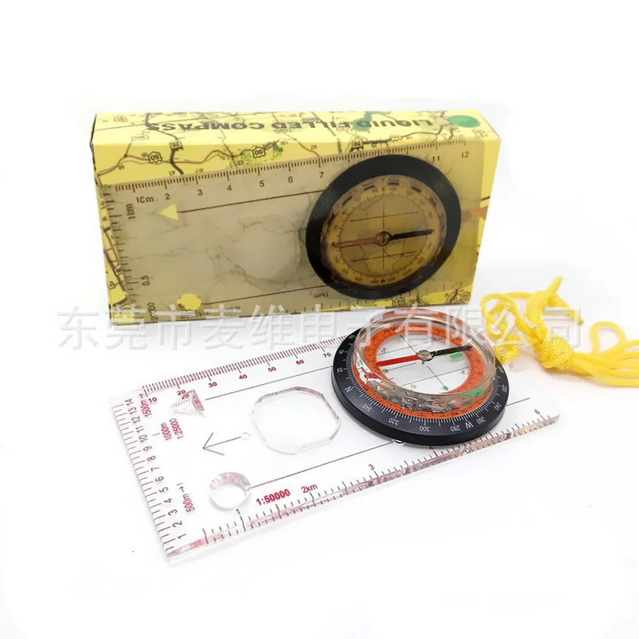 by dhl 50pcs Map Scale Compass with neck strap Outdoor Camping Hiking