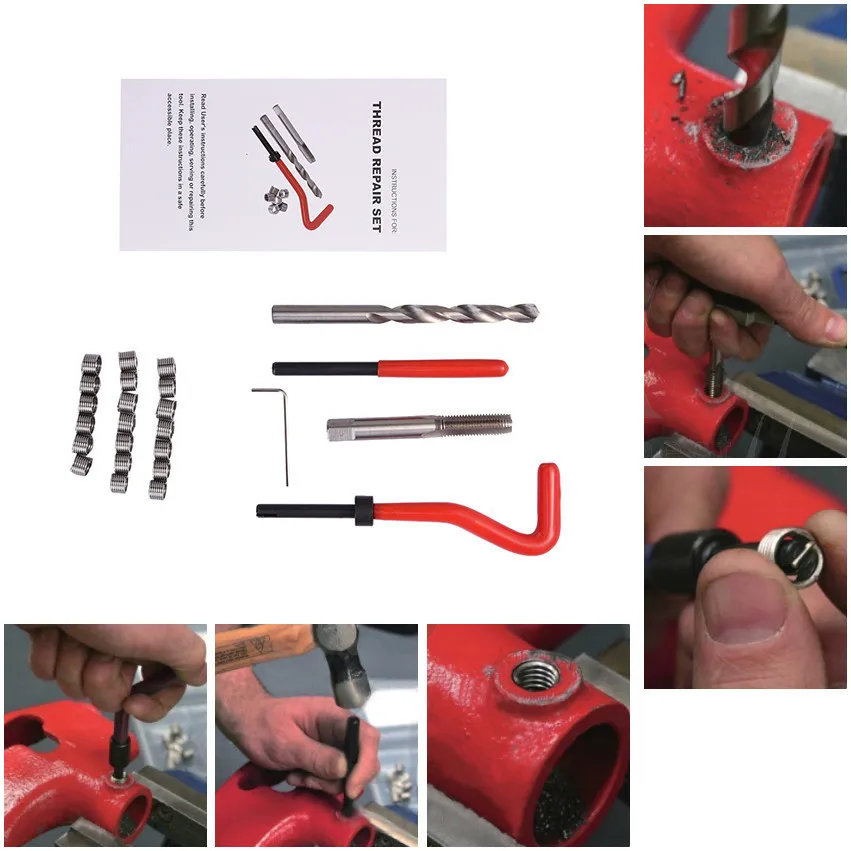 25PCS/Set M8x1.25 Thread Insert Installation Car Repair Tool Set Drill