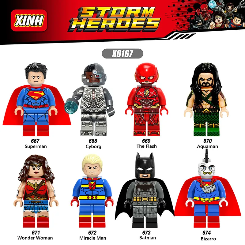 

CZHY 80pcs Building Blocks Cyborg Flash Aquaman Bizarro Wonder Woman Miracle Man Bat Man Toys For Children Xmas Figures X0167