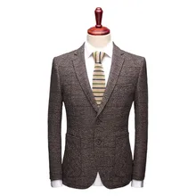 PEORCHID Brown Mens Casual Blazer Jacket England Style Business Formal Jackets Veston Homme Pour Soiree Party Blazer Dress Man PEORCHID Brown Mens Casual Blazer Jacket England Style Business Formal Jackets Veston Homme Pour Soiree Party Blazer Dress Man