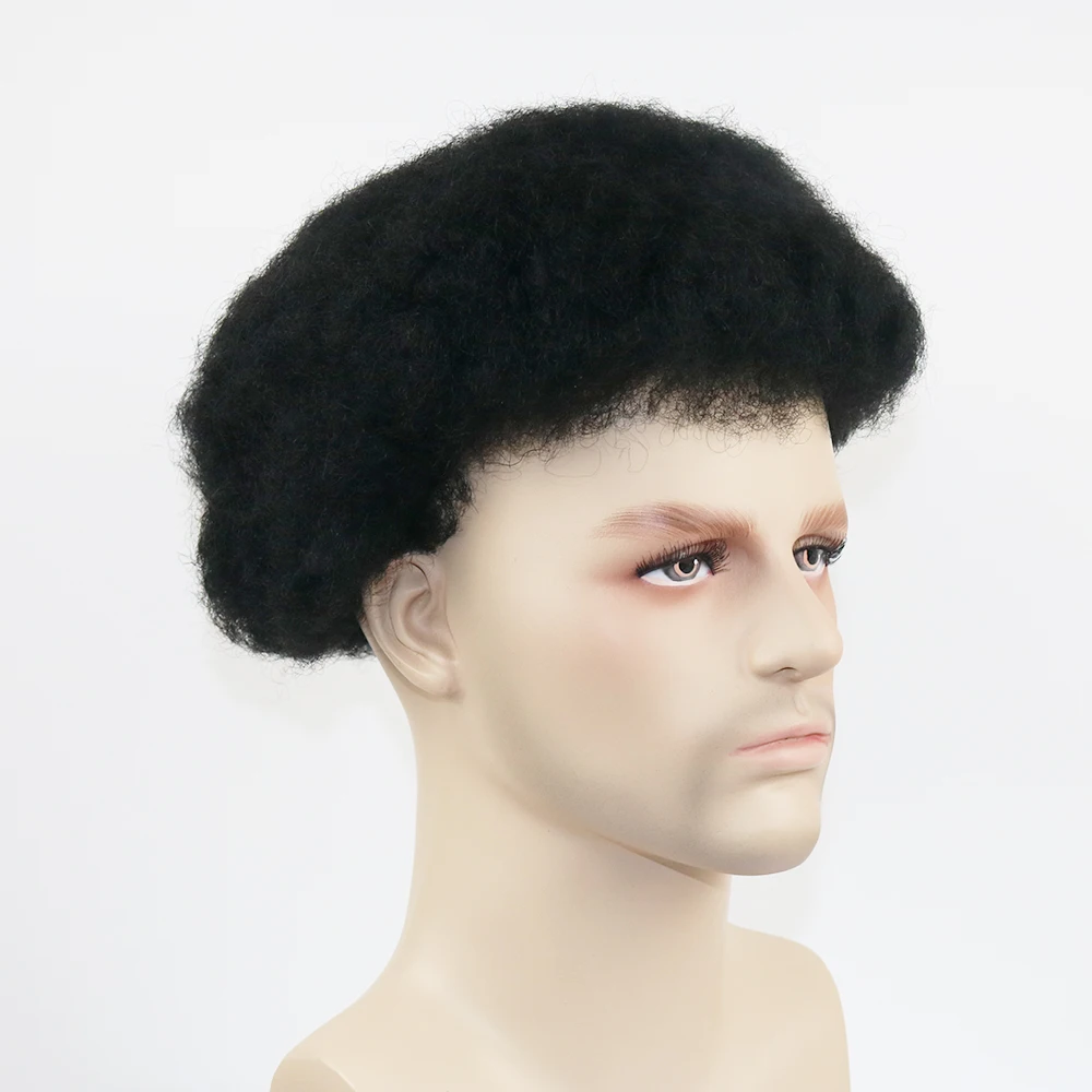 SimBeauty Q6 бразильские человеческие волосы для мужчин s Toupee афро кудрявые короткие волосы мужской парик 8x10 дюймов мужские волосы системы