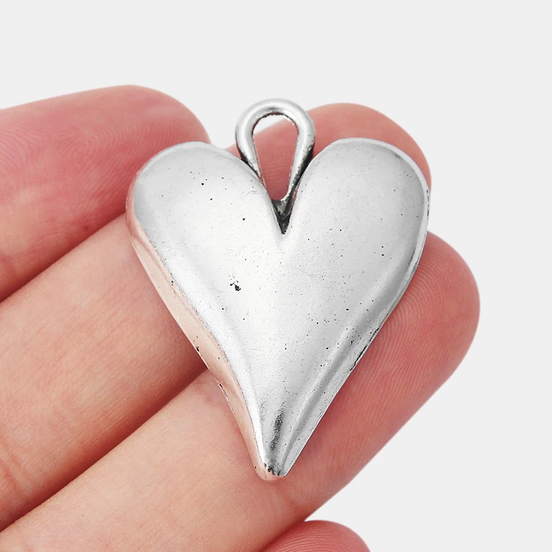 

10pcs Antique Silver Alloy Heart Charm Pendant For Neckalce Bracelet Earring Making Finding 38x28mm