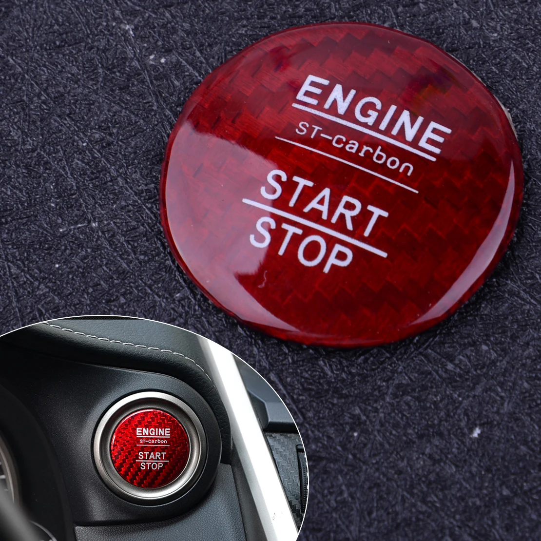 CITALL New Red Carbon Fiber Car Engine Start Stop Button Cover Trim Fit