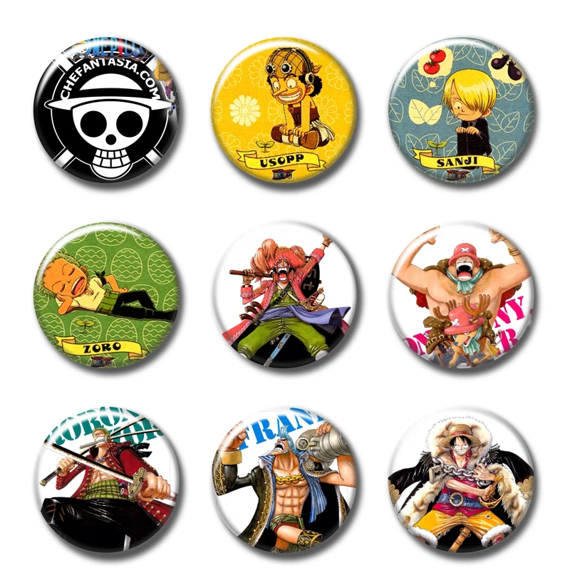 58MM One Piece Lufy Cosplay Anime Badge Button Pin Brooch Badges backpacks cosplay Small Xmas Toy |
