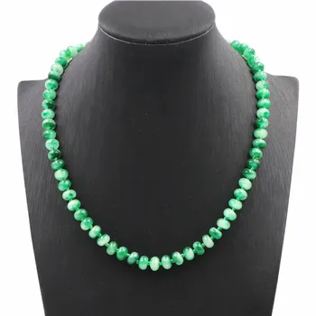 

Natural Stone Beads Good Luck Necklace Pendant Green Gallocyanine Chain Chokers Chain Jewelry Statement Necklaces 18inch A773