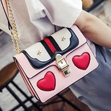 2017 neue sommer liebe doppel tasche Koreaner schlug farbe kleine paket kette sperren einzelner schulterbeutel