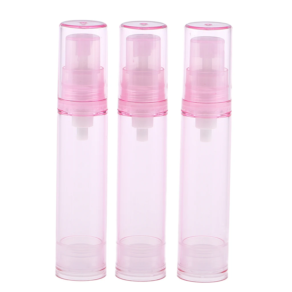 MagiDeal 3Pcs Empty Small Spray Bottle 10ml Airless Pump Bottles Refillable Cosmetic Containers for Travel Essential Oil Perfume