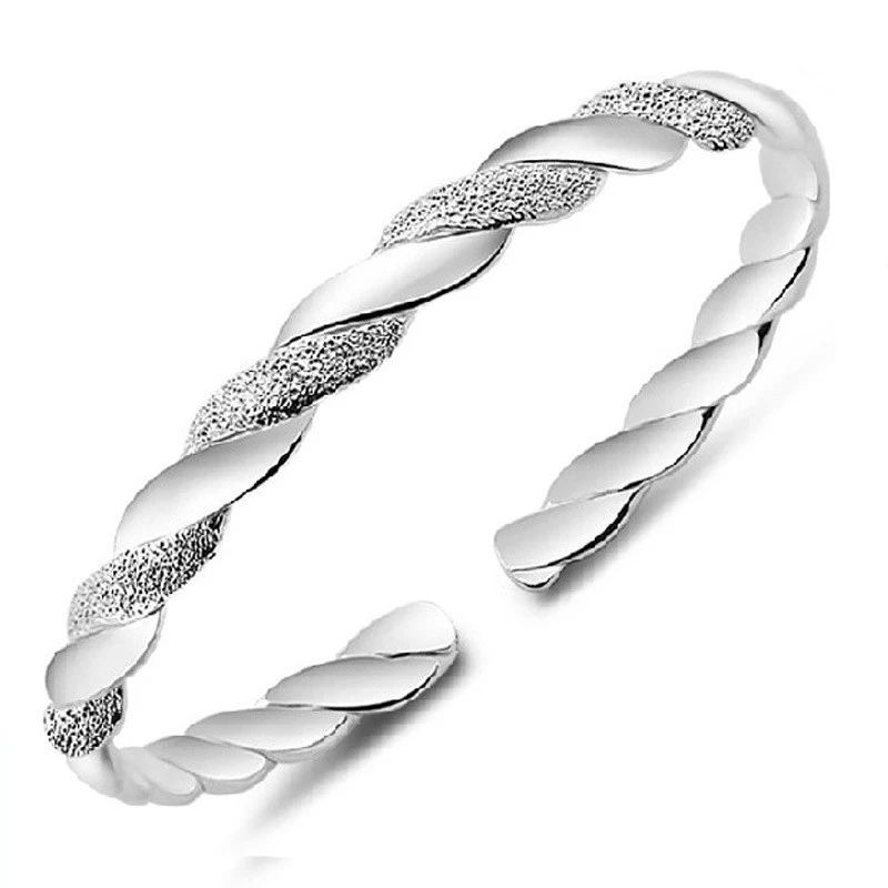 

2019 Silver Twist Spiral Bracelet Wish Female Cuff Bangle Braclet for Women Fashion Jewlery Armband Mannen SB010