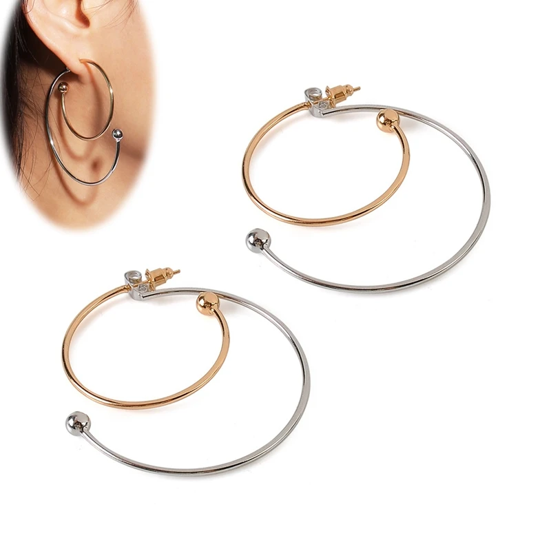 SHUANGR серьги-кольца для женщин женские двухслойные круглые серьги-обручи темперамент хип-хоп сережки oorbellen