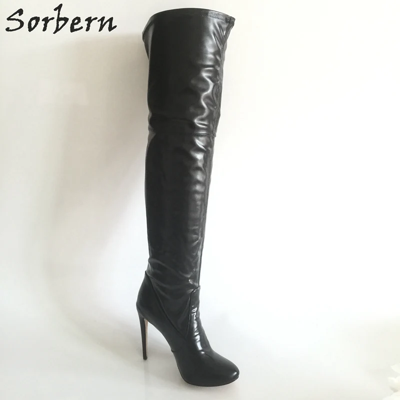 Sorbern Black Over The Knee Boots For Women High Heels Botas Mujer Custom Plus Size 33-46 Bota Feminina Winter Shoes Women