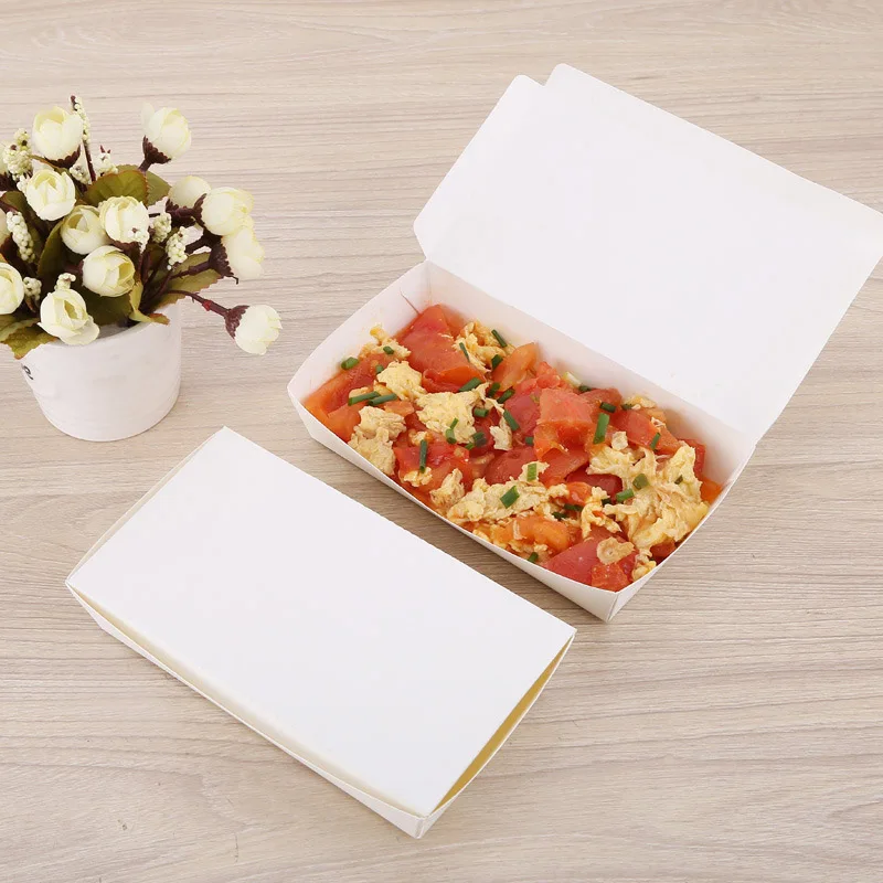 

Meal Box Takeaway Tools Eco-food Box Disposable Paper Packaging Big Capacity Dishware Thickened Degradable Lunch Box 100pcs/pack