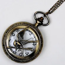 Hollow Retro Bronze Bird Steampunk Quartz Pocket Watch Necklace Chain Mens
