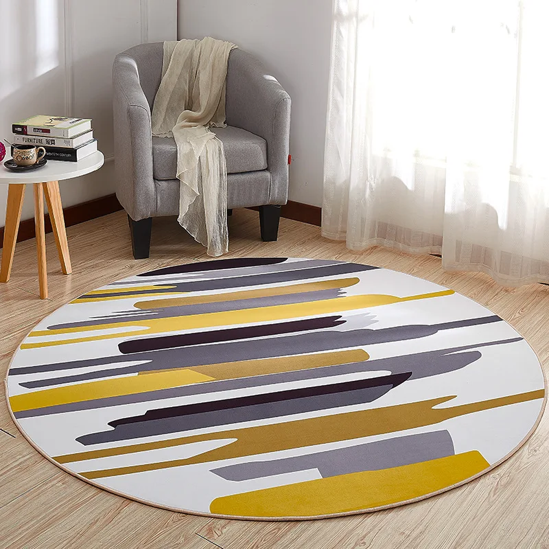 

Round Geometric Carpet Nordic Style Non-slip Mat for Living Room Bedroom Rug MYDING
