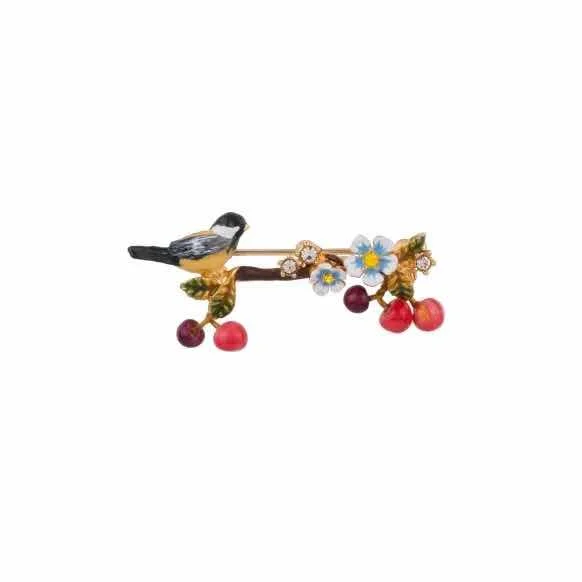 

2018 Handmade Enamel Glaze bird Cherry Womens Brooch for Party