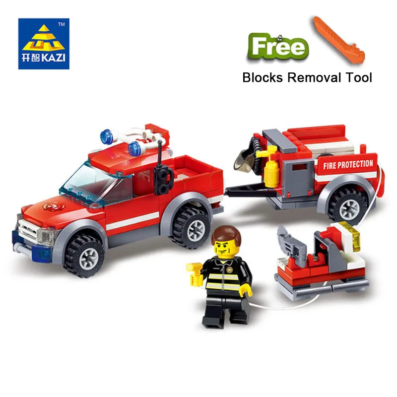 

KAZI 8055 Toys 143pcs Firefighting Building Blocks Compatible Legoingly City DIY Bricks Fire Assembled Fire Truck ToyFor Kids