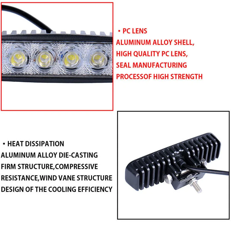 4 штуки в партии 18 Вт светодиодные фары автомобиля работы Лампочки Водонепроницаемый LED 12 В автомобиль свет бар для автомобилей авто Offroad Грузовик лодка спортивный Лампы для мотоциклов