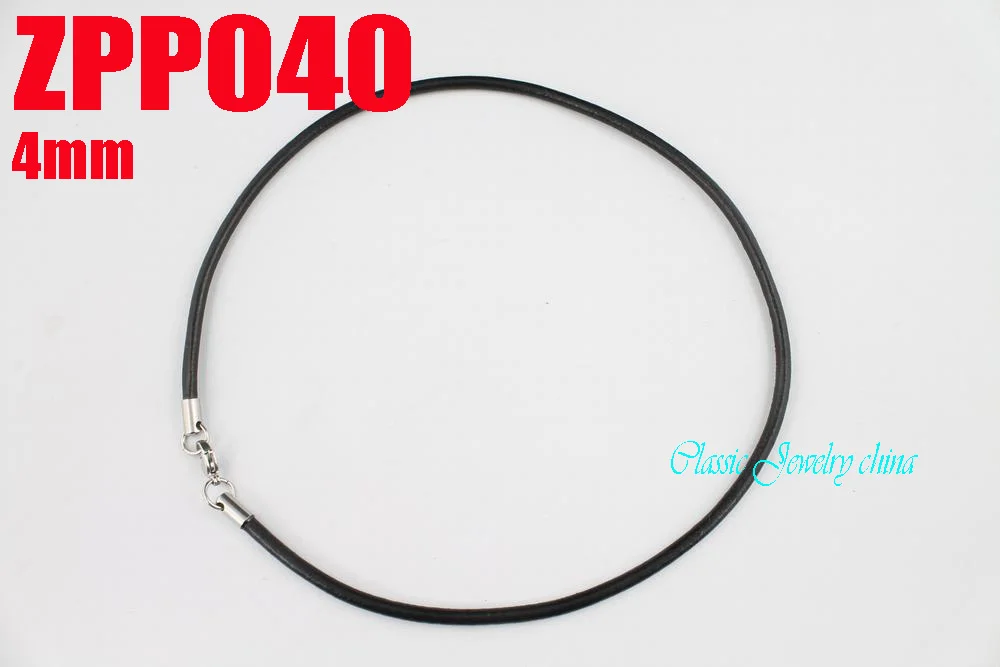 1"-38") 4 мм черное ожерелье из натуральной кожи аксессуары из нержавеющей стали ювелирные изделия DIY части 100 шт ZPP040