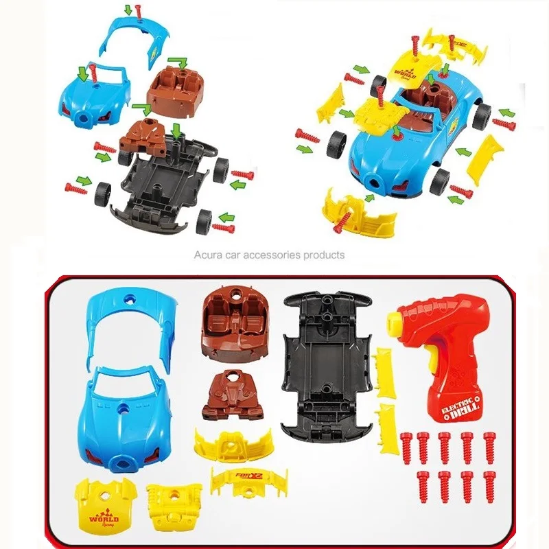 Разборка игрушечного гоночного автомобиля набор модель игрушечного сверла винты DIY сборка автомобиля игрушка для детей строительный автомобиль игрушка с реалистичными огнями