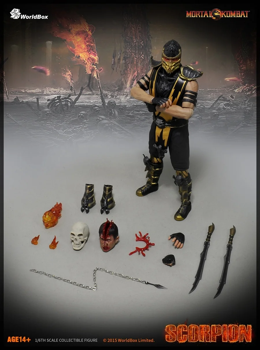 1/6 масштабная фигурка, кукла Mortal Kombat Scorpionb 1", фигурки, кукла, коллекционная фигурка, пластмассовые игрушечные модели