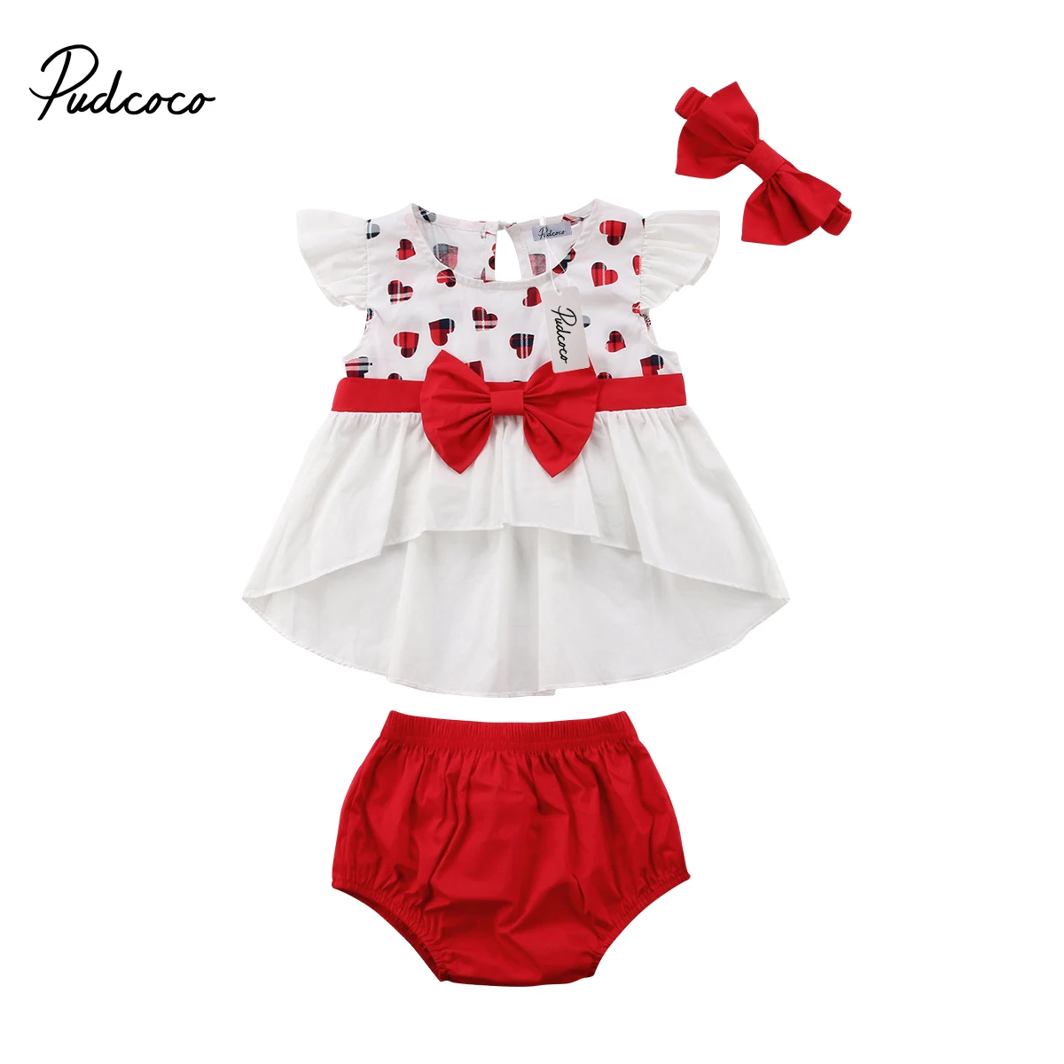 

3PC Summer Kid Baby Girl Sleeveless Tank Top T Shirt Dress+Shorts+Headband Outfit Set